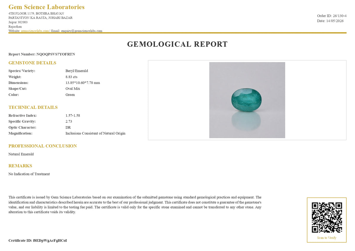 Emerald ( Panna ) - 8.83 Carat