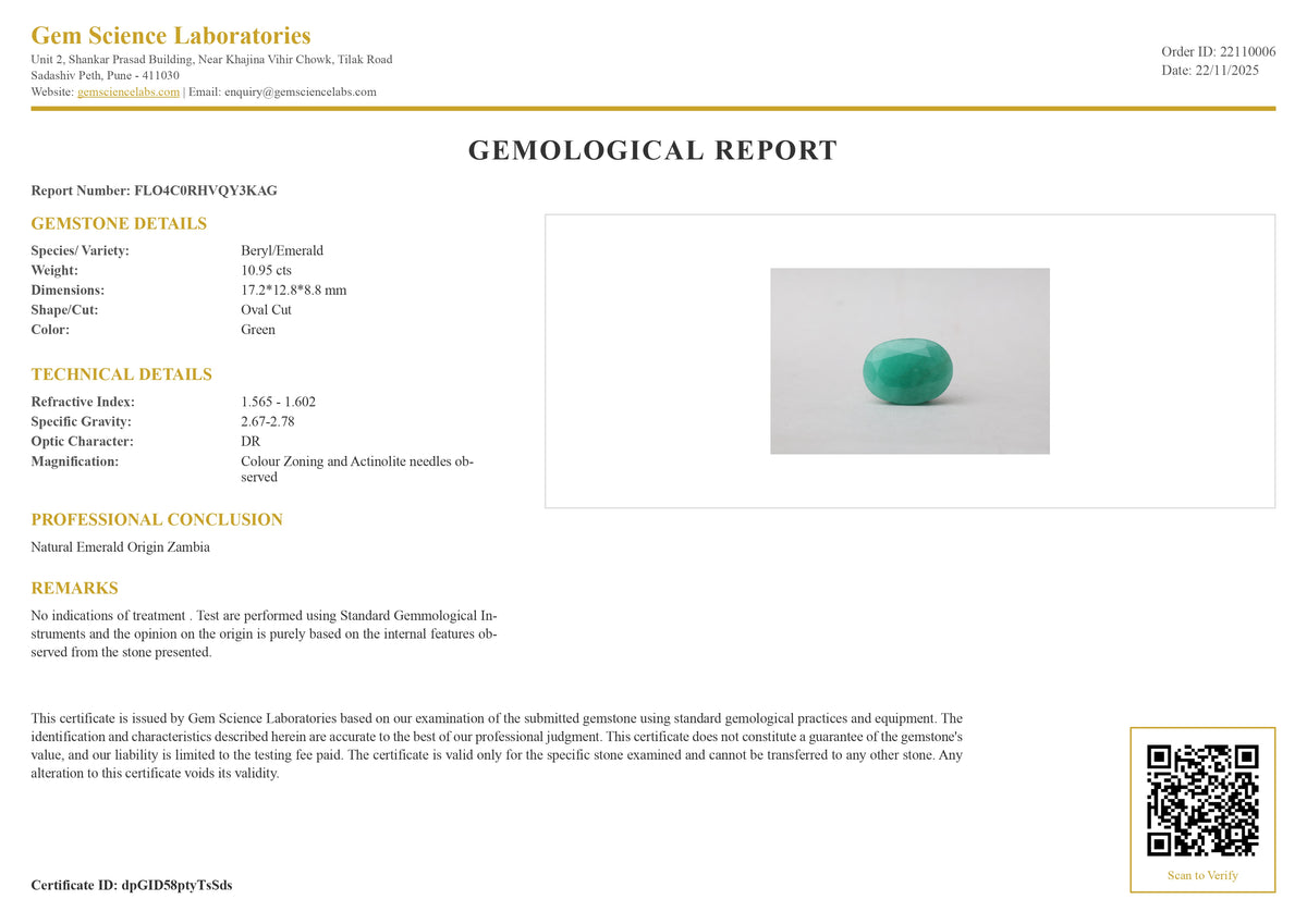 Emerald ( Panna ) - 10.95 Carat