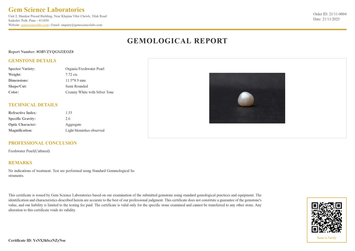 Fresh Water Pearl - 7.72 Carat