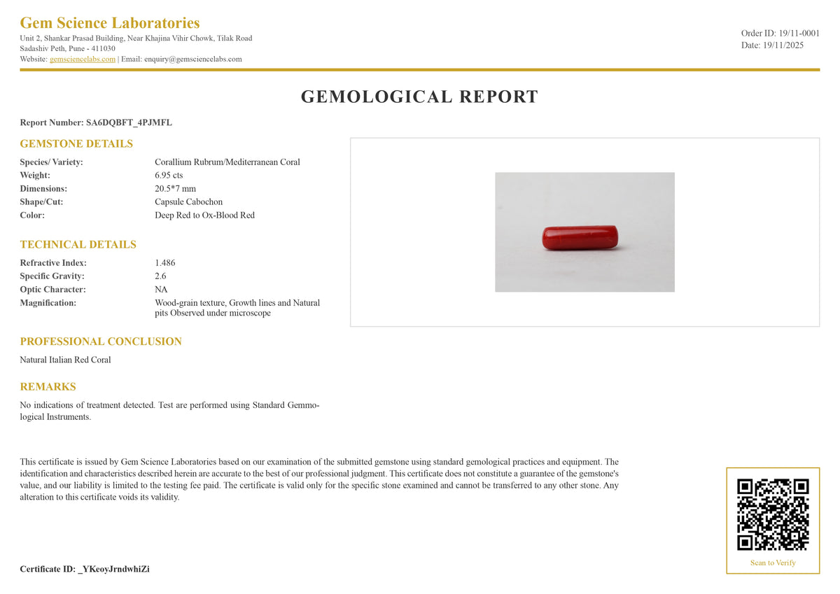 Red Coral Italian - 6.95 Carat