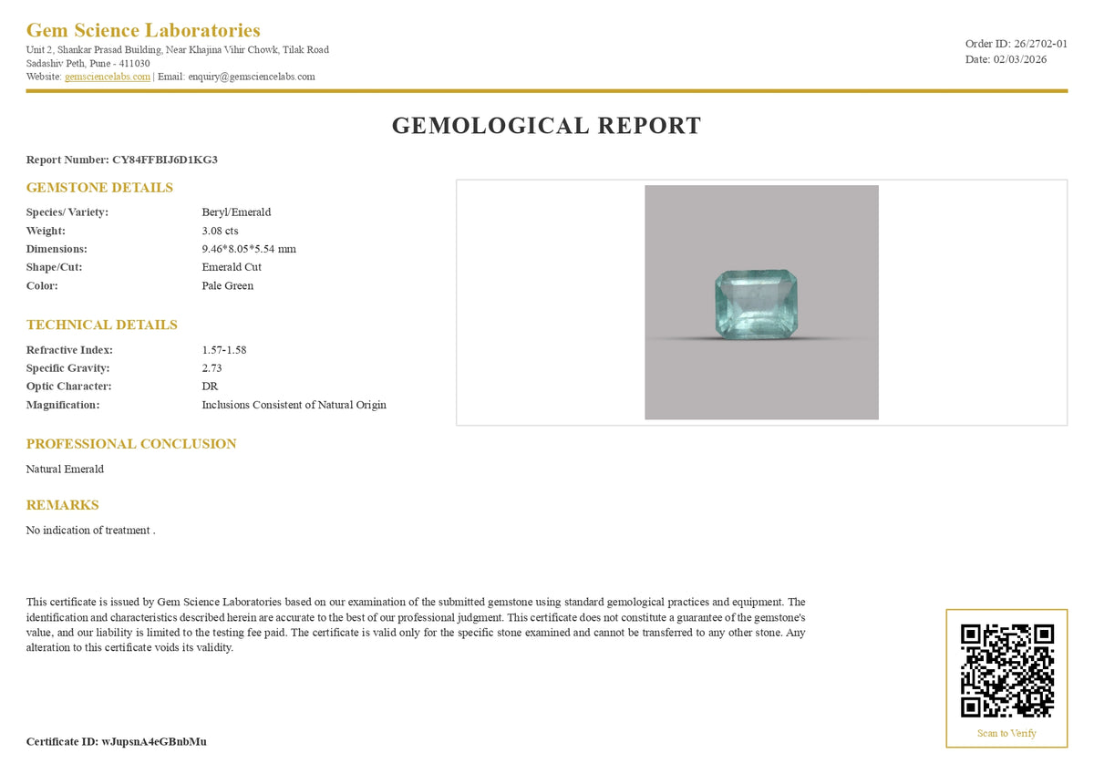 Emerald ( Panna ) - 3.08 Carat