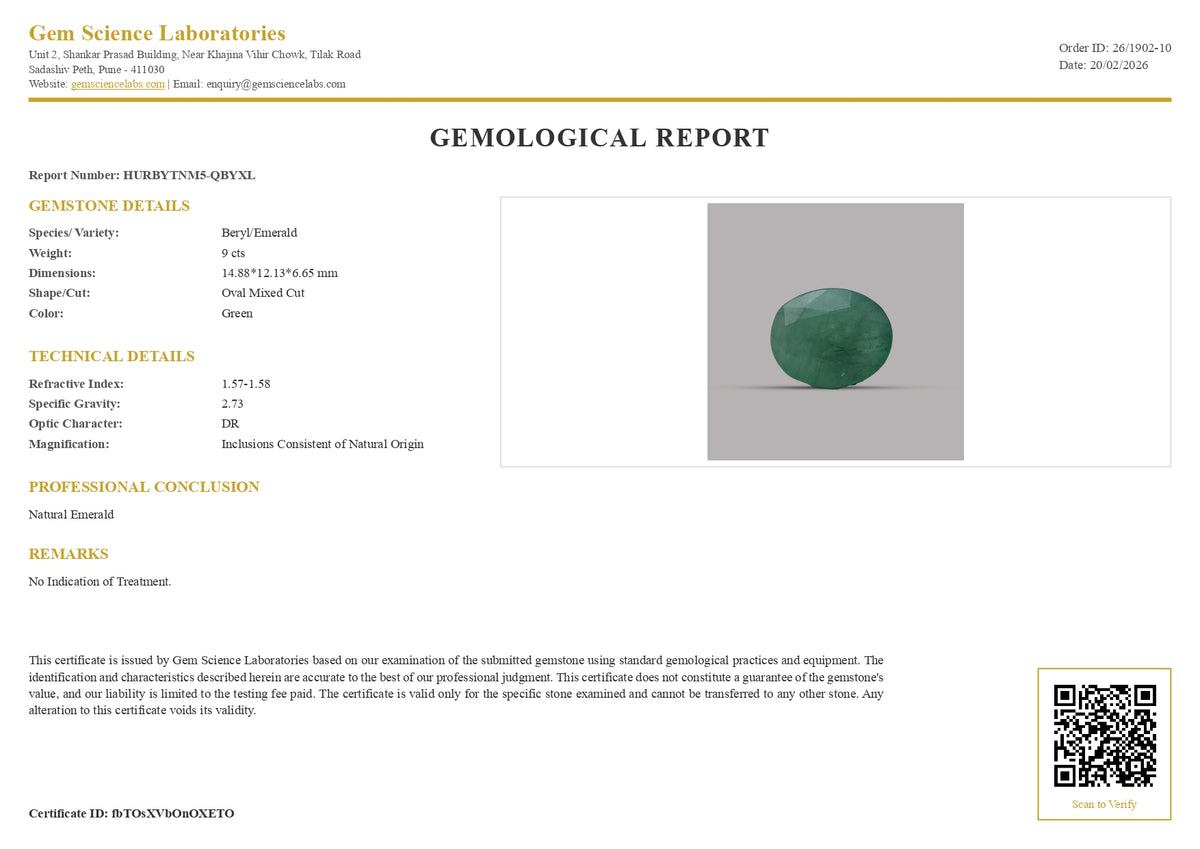 Emerald ( Panna ) - 9 Carat