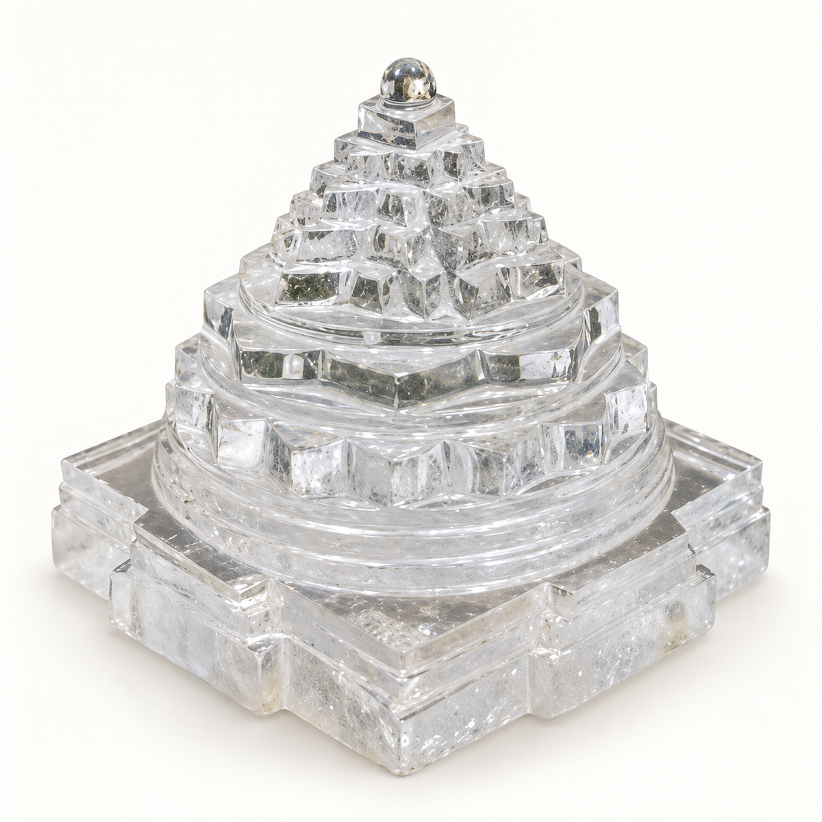 Natural Clear Quartz (Sphatik) Shree Yantra